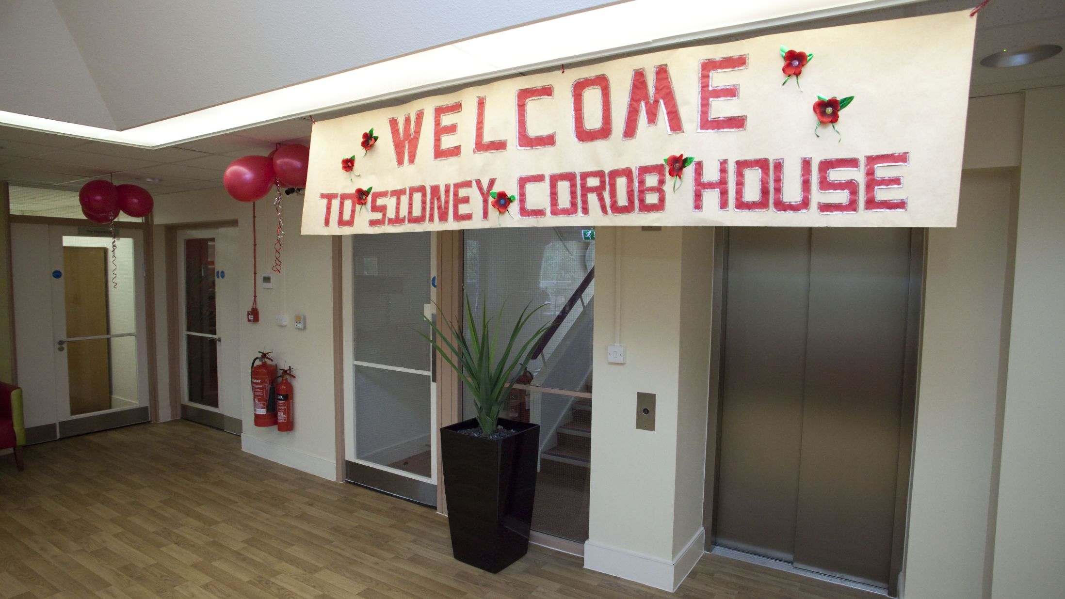 Sidney Corob House care home welcome banner